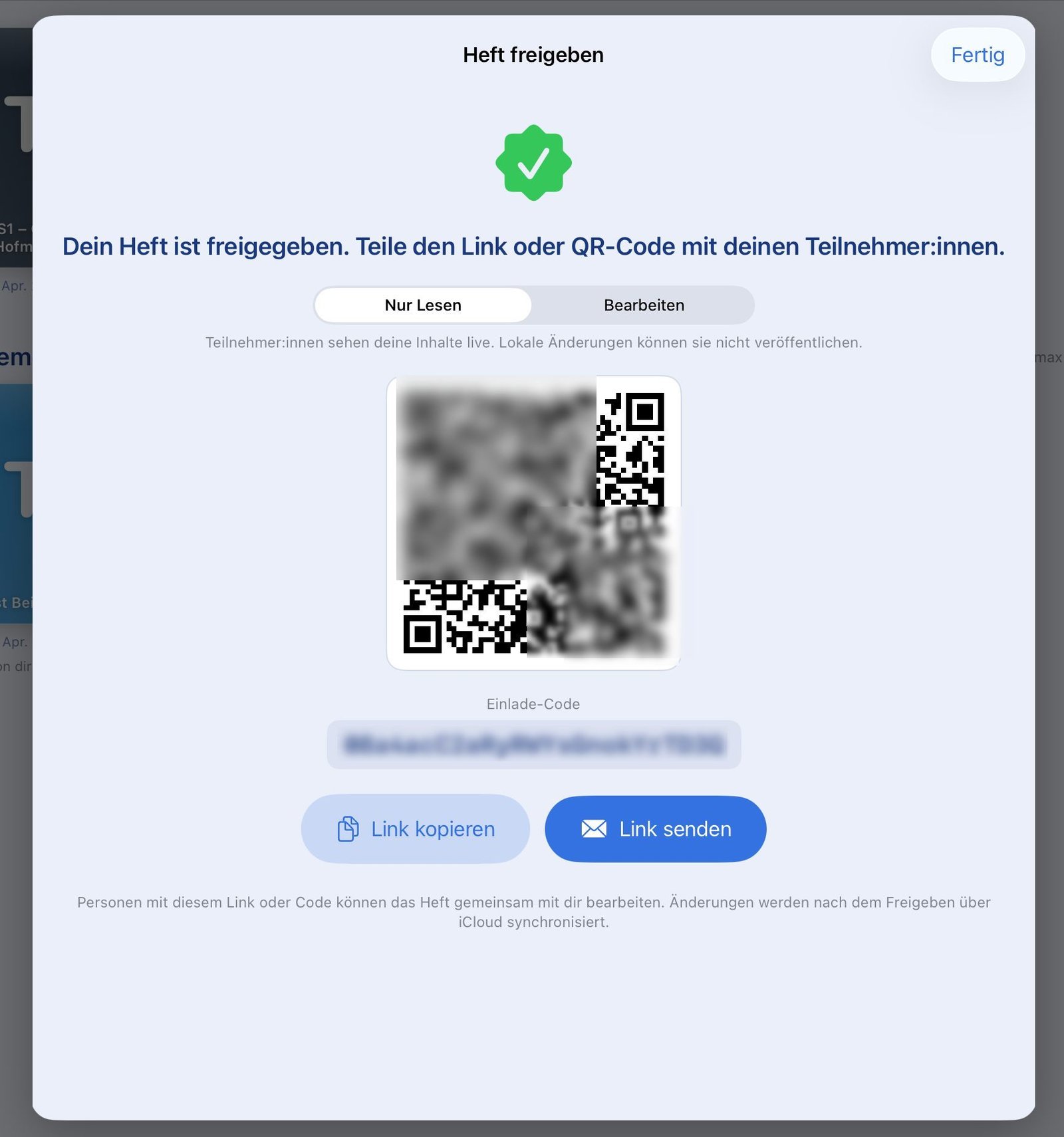 QR-Code zum Einladen