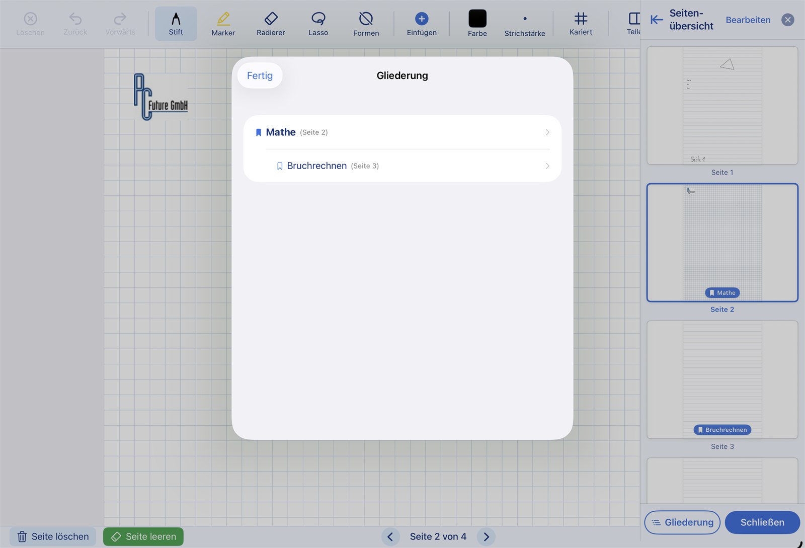 Outline with main topics and indented sub-topics